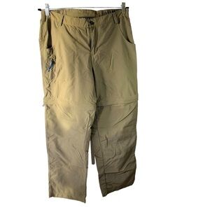 White Sierra Outdoor Pants L 29” Inseam Olive Green Zip to Shorts